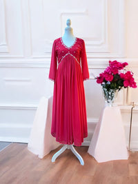 Rani Pink thread work embroidery Kurta Only