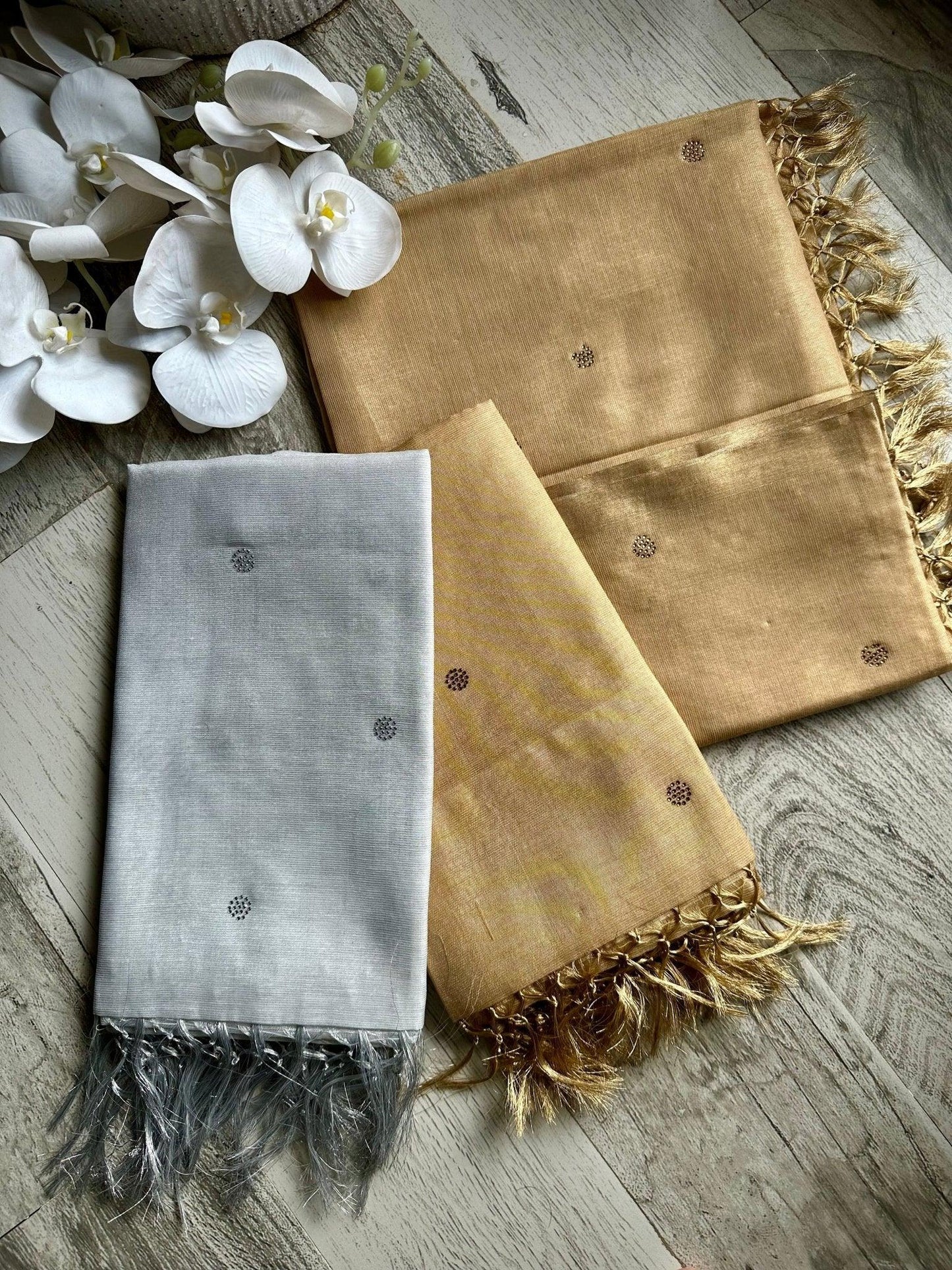 Gold & Silver Soft Tissue Dupatta - The Story Kameez