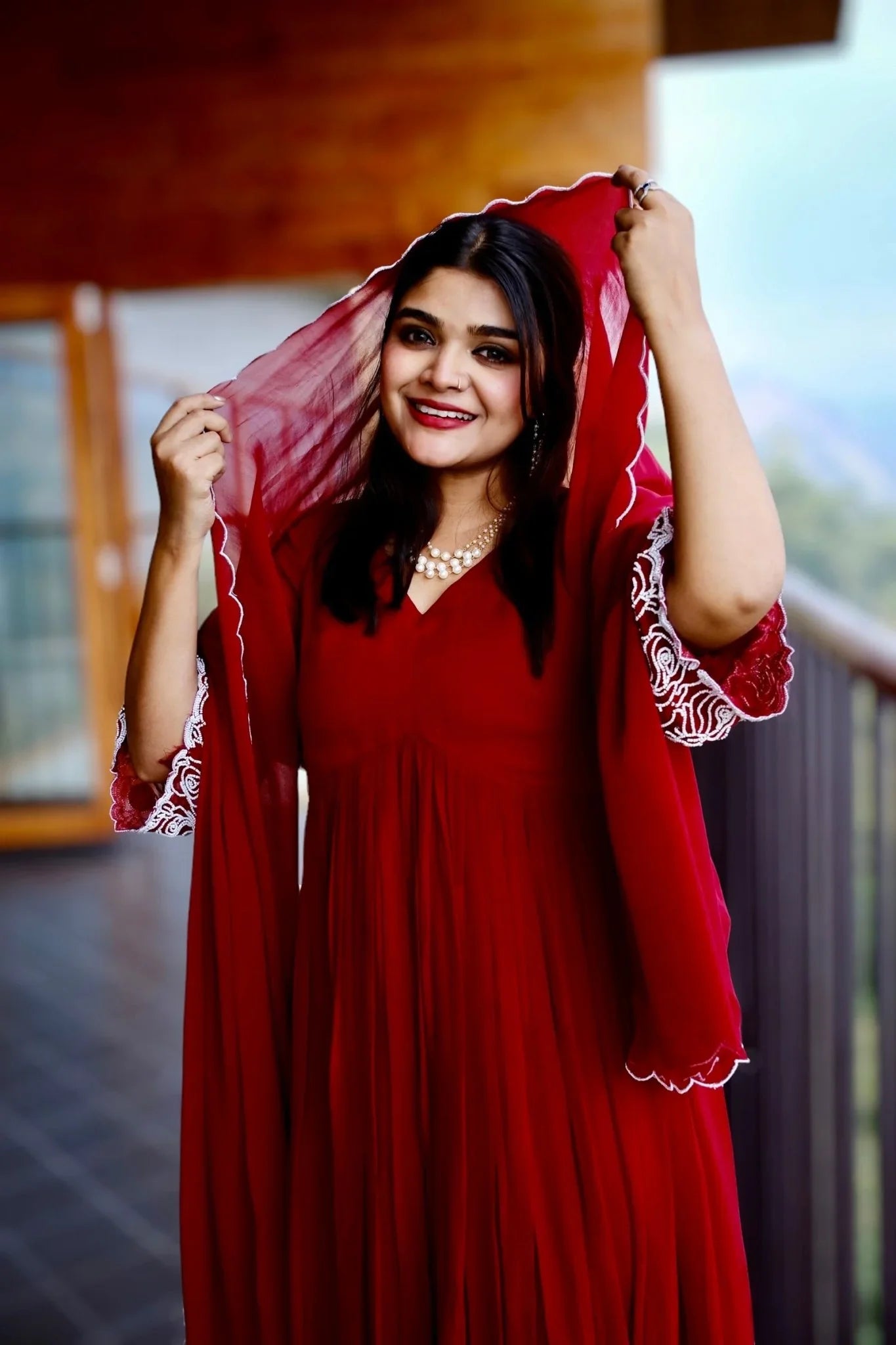 Rose Embroidery Kurta Pyjama Set
