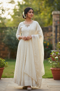 Shimmer IvoryTissue silk weaved Kurta Set [Wedding Edit]