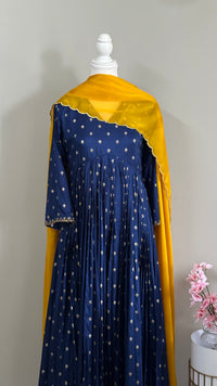 Blue Chanderi Haldi Festive Kurta/Dupatta