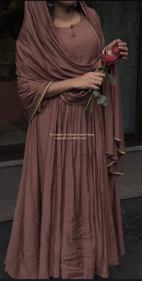 Burnt Peanut Brown Malai Silk 2pc set