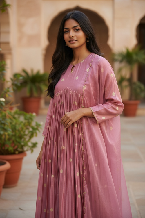 Beautiful Glazed Satin Chanderi Kurta Sets