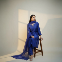 Cobalt Blue Silk Kurta set