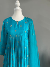 Mint Blue Satin Chanderi Kurta Set