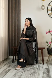 Midnight Black Resham Embroidery Kurta Set