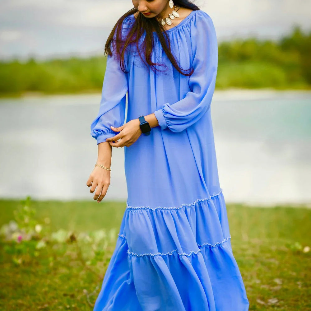 
                  
                    Cornflower Blue Long Dress - The Story Kameez
                  
                