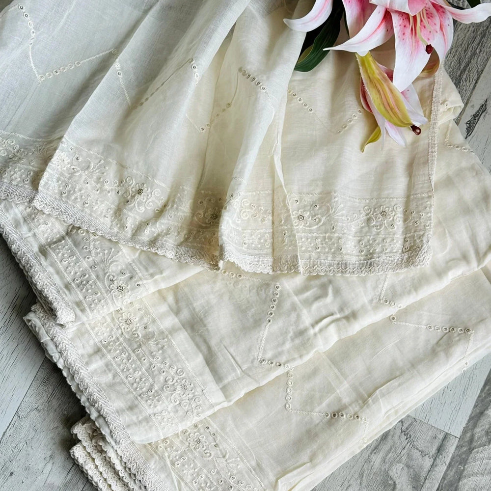 
                  
                    Dyeable Cream Mul cotton Dupattas - The Story Kameez
                  
                