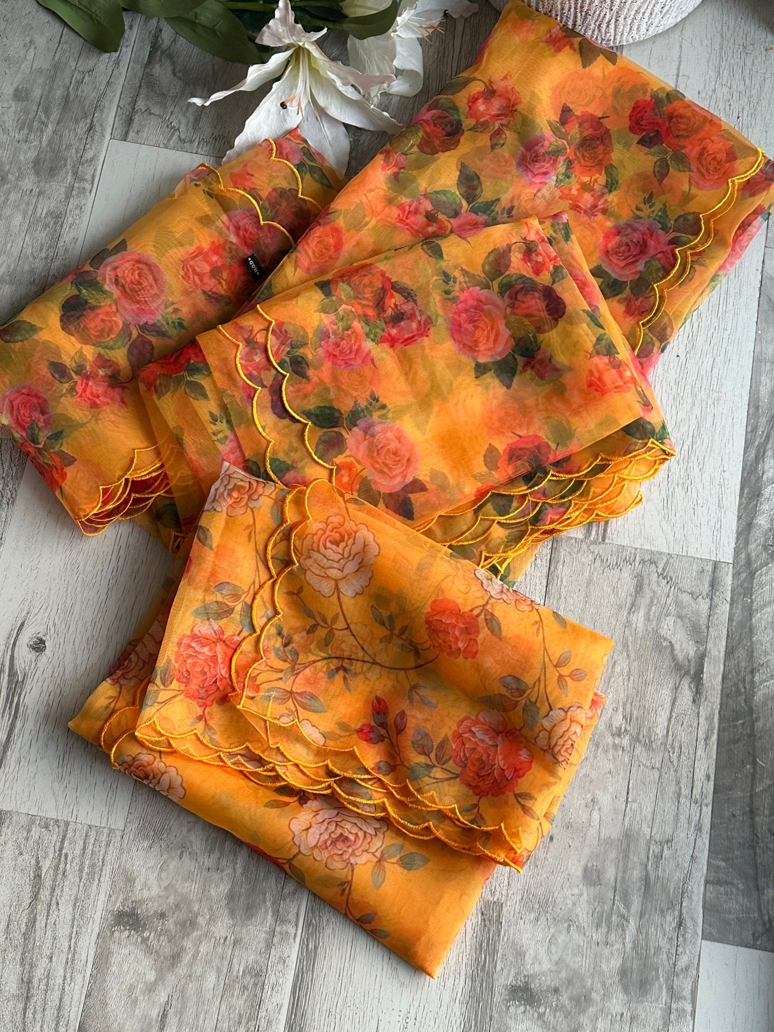 Floral organza Dupatta - The Story Kameez