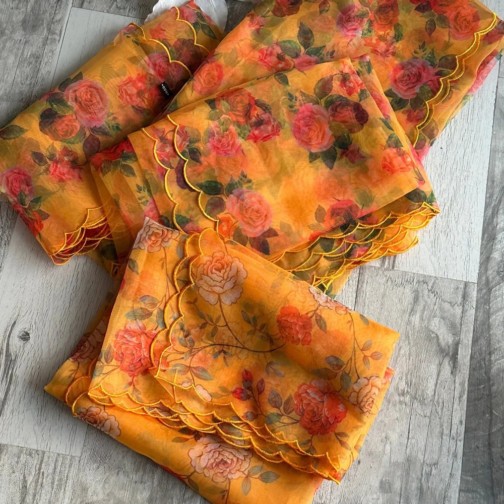 
                  
                    Floral organza Dupatta - The Story Kameez
                  
                