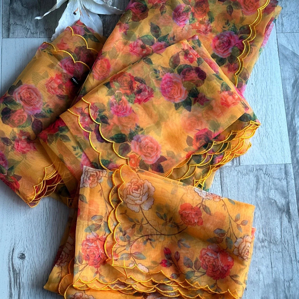 
                  
                    Floral organza Dupatta - The Story Kameez
                  
                