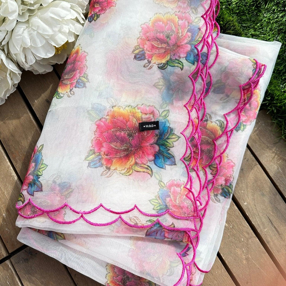 
                  
                    Floral organza Dupatta - The Story Kameez
                  
                