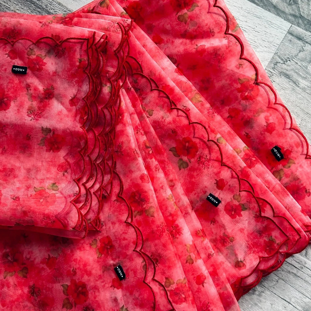 
                  
                    Floral organza Dupatta - The Story Kameez
                  
                