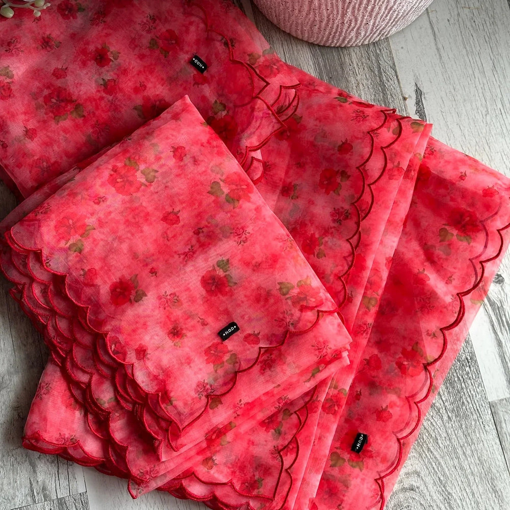 
                  
                    Floral organza Dupatta - The Story Kameez
                  
                