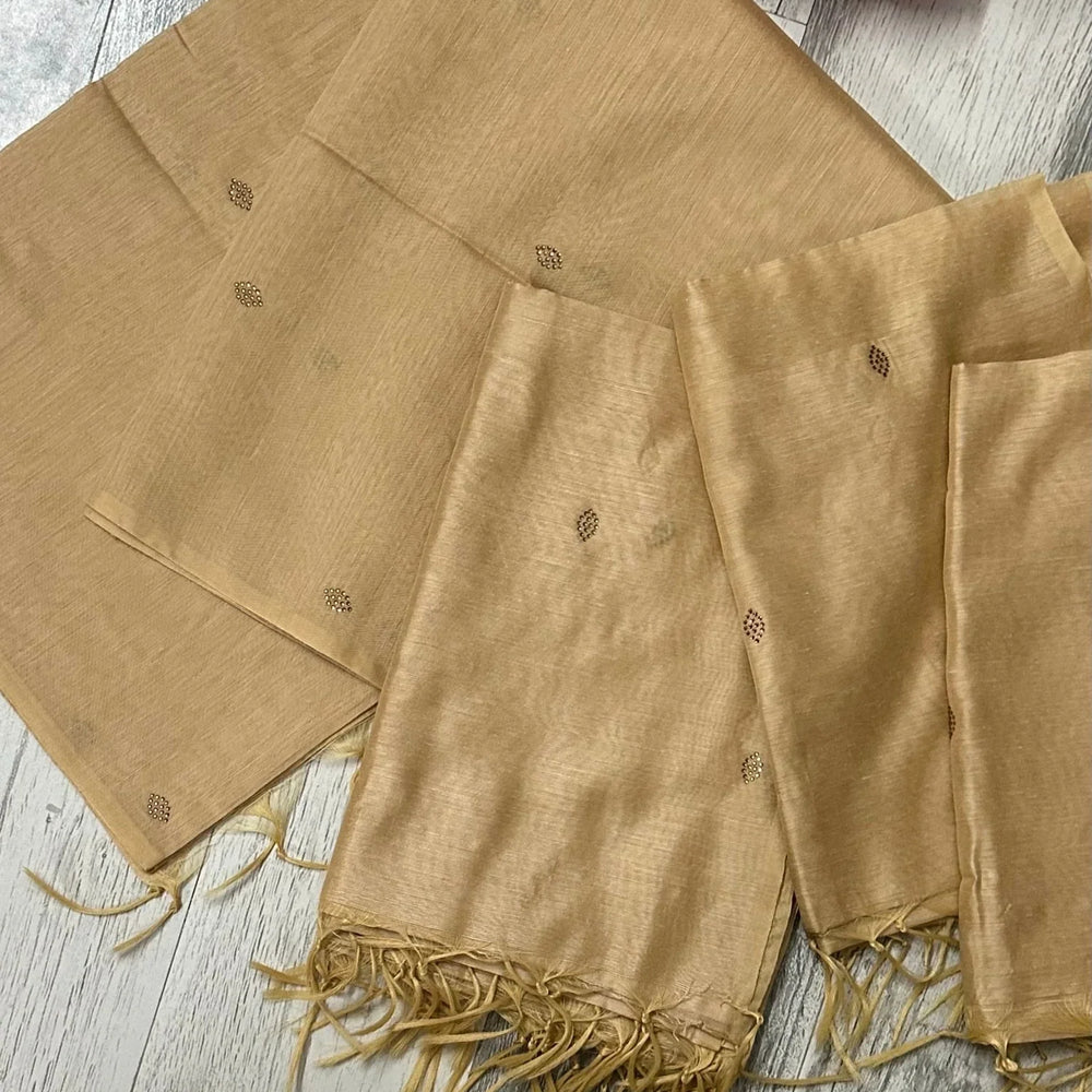 
                  
                    Golden Beige Chanderi Dupattas - The Story Kameez
                  
                