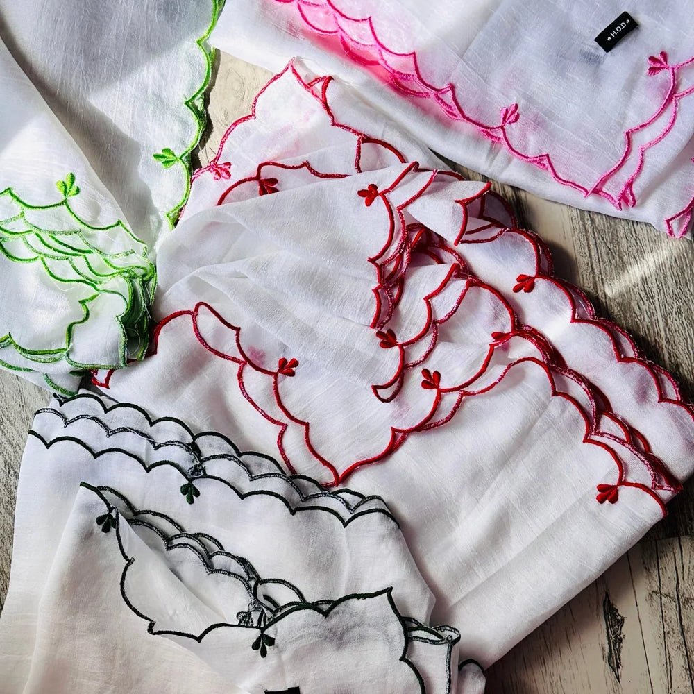 
                  
                    Malai Silk Scallop Leaf Embellished Dupattas - The Story Kameez
                  
                