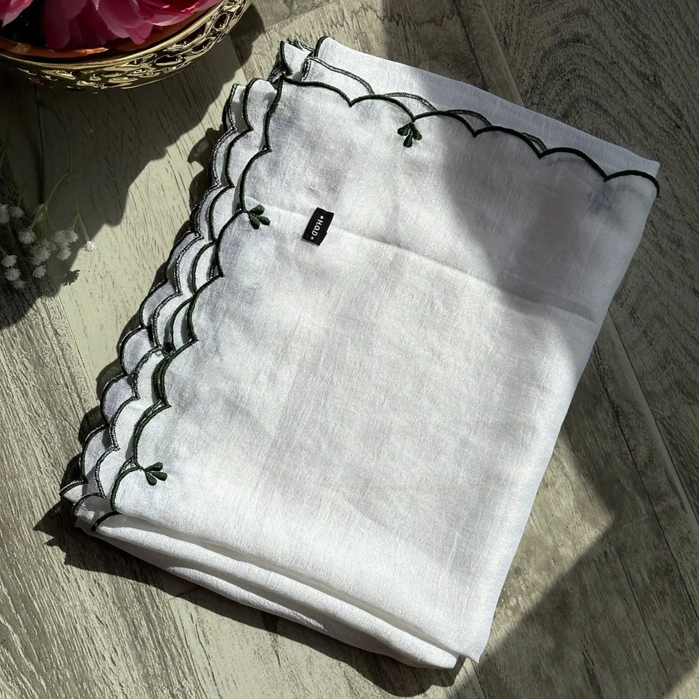 
                  
                    Malai Silk Scallop Leaf Embellished Dupattas - The Story Kameez
                  
                