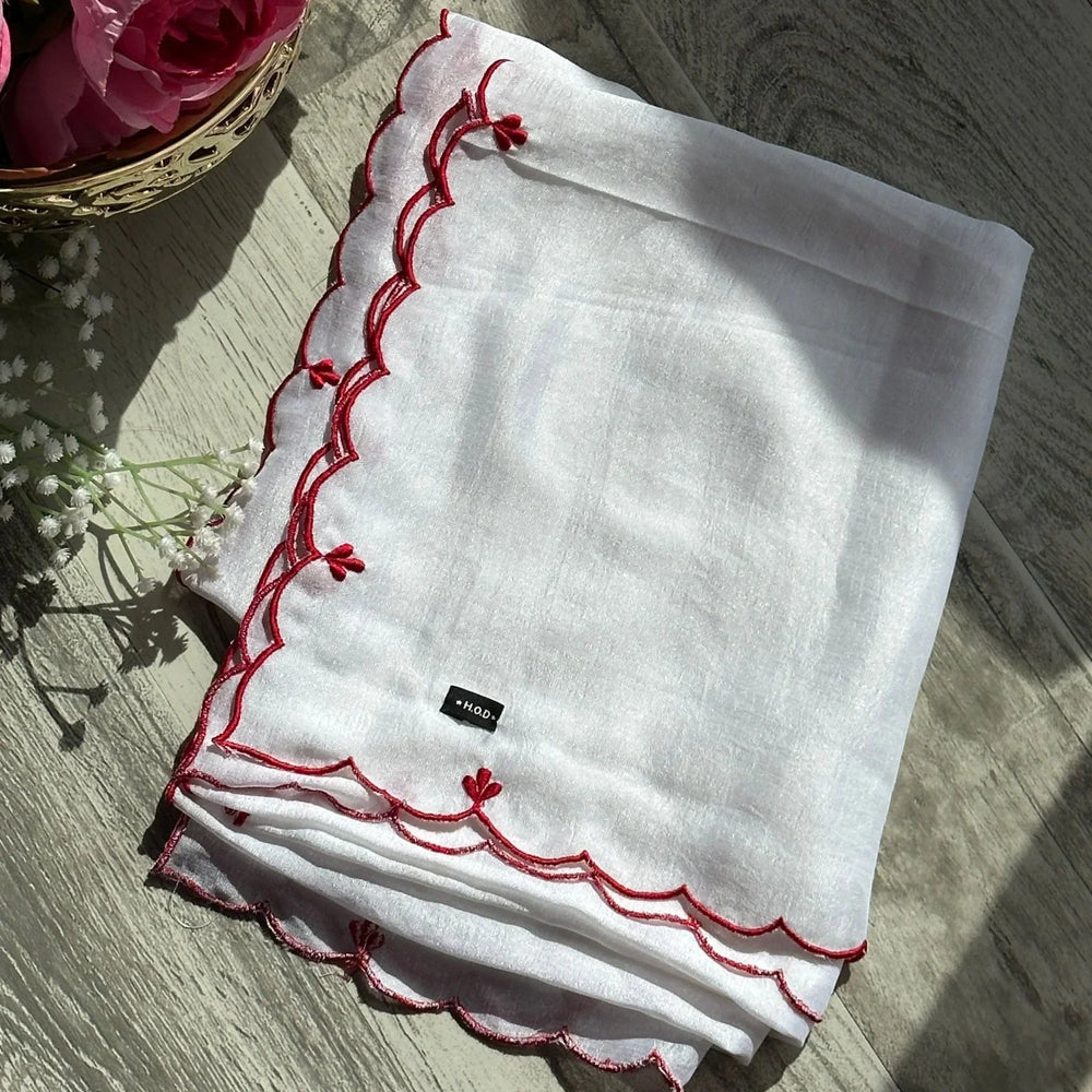 
                  
                    Malai Silk Scallop Leaf Embellished Dupattas - The Story Kameez
                  
                
