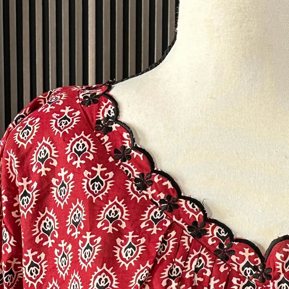 
                  
                    Maroon Printed mul cotton Kurtas - The Story Kameez
                  
                