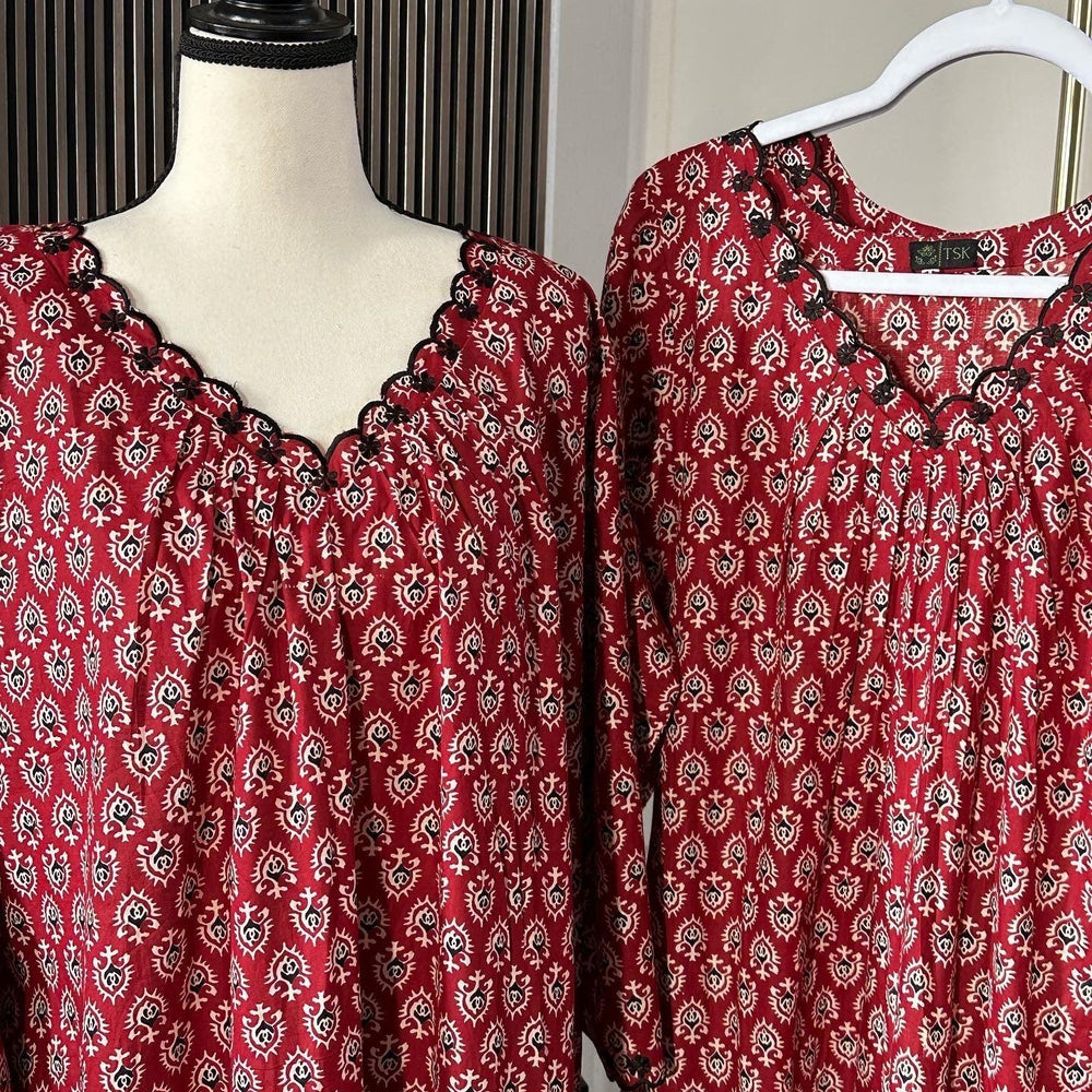 
                  
                    Maroon Printed mul cotton Kurtas - The Story Kameez
                  
                