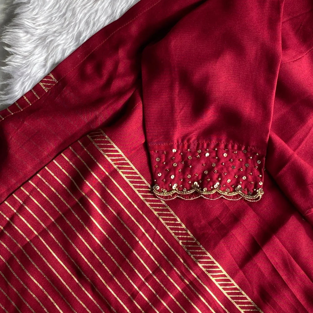 
                  
                    Maroon sequins embellished Kurta - The Story Kameez
                  
                