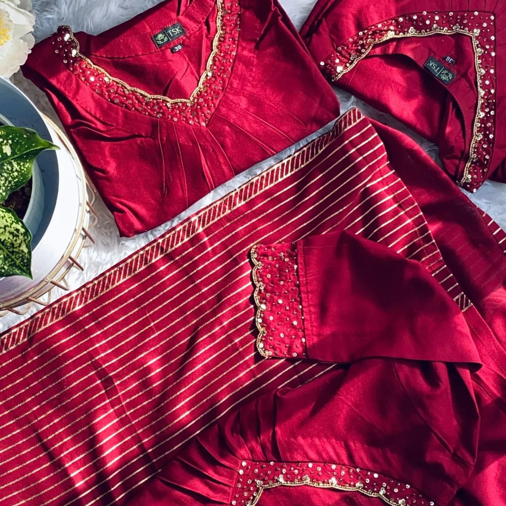 
                  
                    Maroon sequins embellished Kurta - The Story Kameez
                  
                