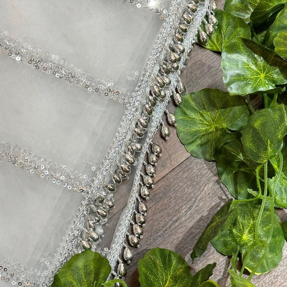 
                  
                    Net embellished sequins Silver Beads - The Story Kameez
                  
                
