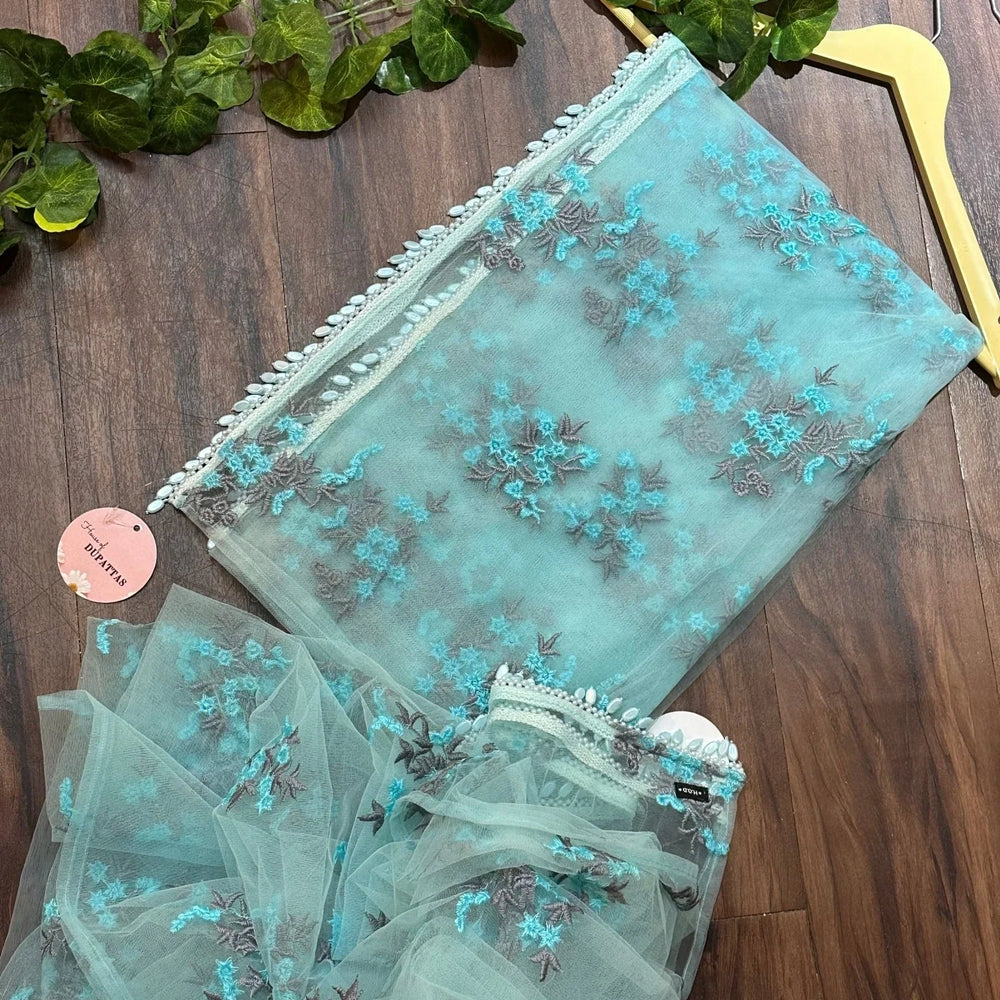 
                  
                    Pastel Net Embellished DropBeads Dupattas - The Story Kameez
                  
                
