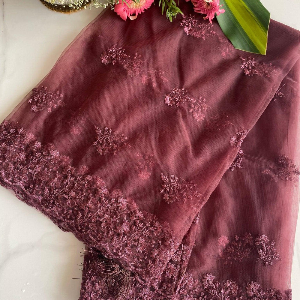 
                  
                    Plum net Scallop Dupattas - The Story Kameez
                  
                