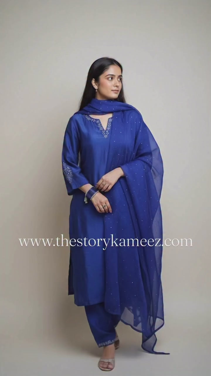 Cobalt Blue Silk Kurta set